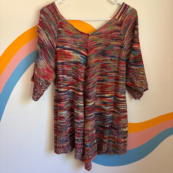 Boho Festival Crochet Tunic Womens XL Knit Fall Autumn Colors Warm - Picture 5 of 6